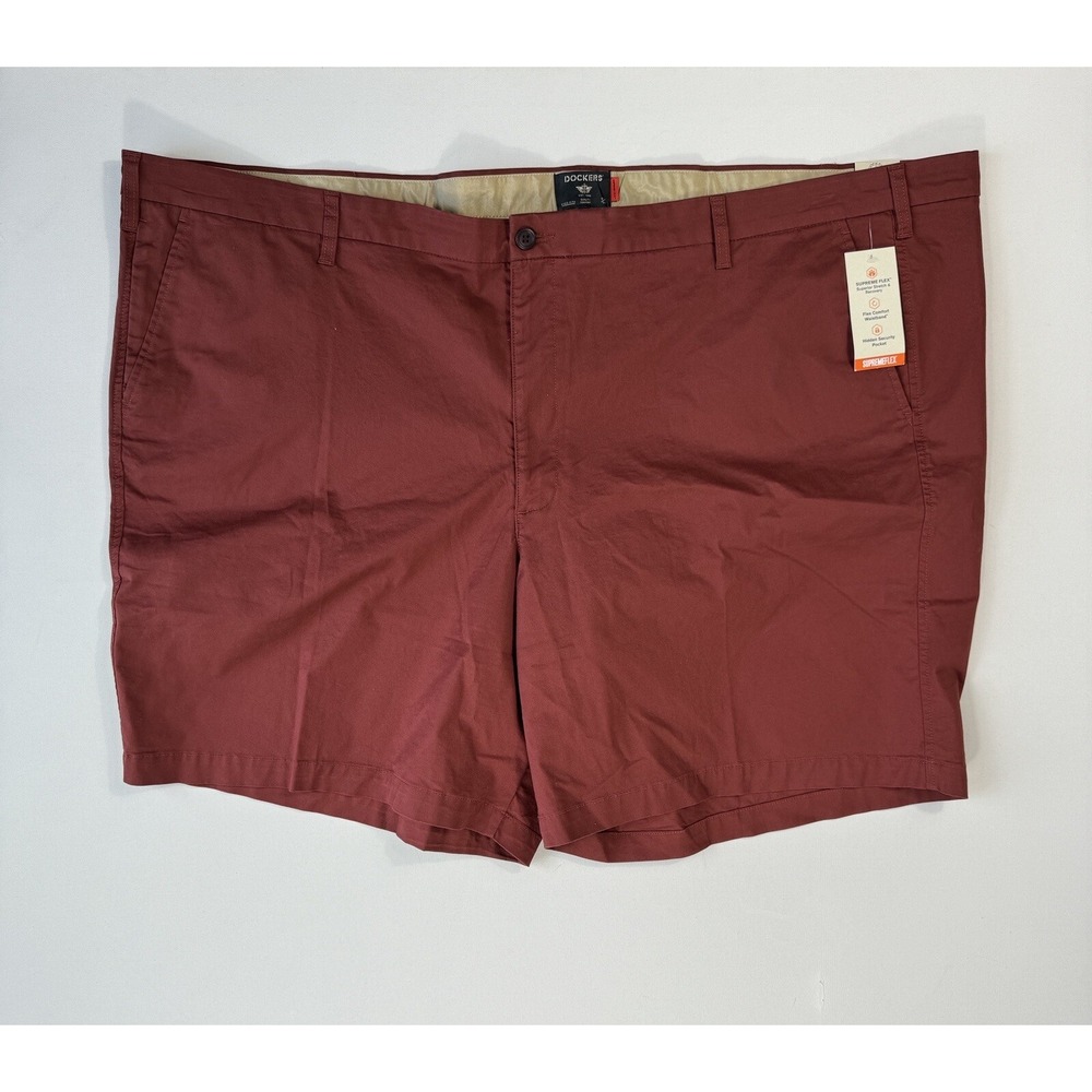 Dockers Mens 58x9 Ultimate Shorts Red Supreme Flex Big & Tall Chino NWT Stretch